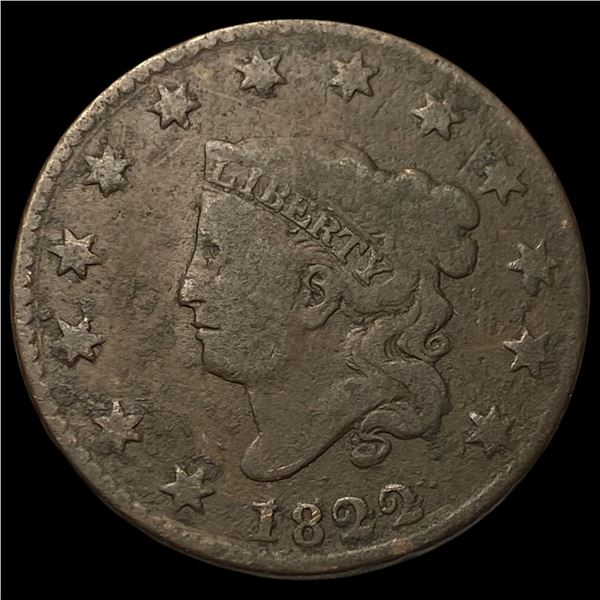 1822 Coronet Head Large Cent LIGHTLY CIRCULATED
