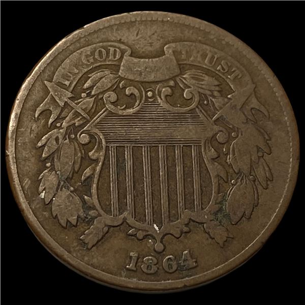 1864 Bronze Two-Cent Piece NEARLY UNCIRCULATED