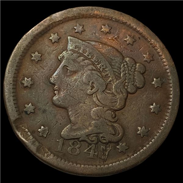 1847 Braided Hair Large Cent NICELY CIRCULATED