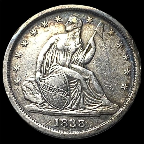 1838 Silver Seated Liberty Dime CHOICE AU