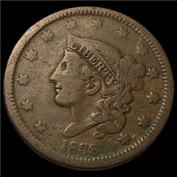 1838 Coronet Head Large Cent LIGHTLY CIRCULATED
