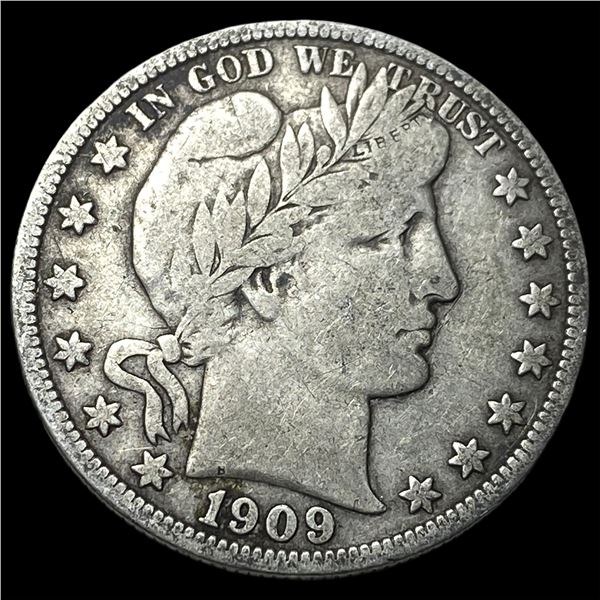 1909 Silver Barber Half Dollar LIGHTLY CIRCULATED