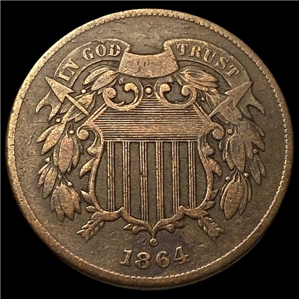 1864 Bronze Two-Cent Piece NEARLY  UNCIRCULATED