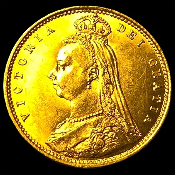 1892 Gold Sovereign Victoria Shield Back GEM  BU