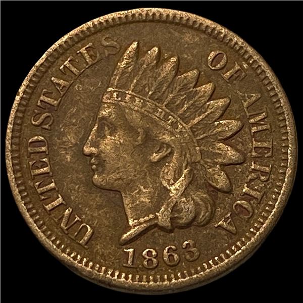 1863 Bronze Indian Head Cent NEARLY  UNCIRCULATED
