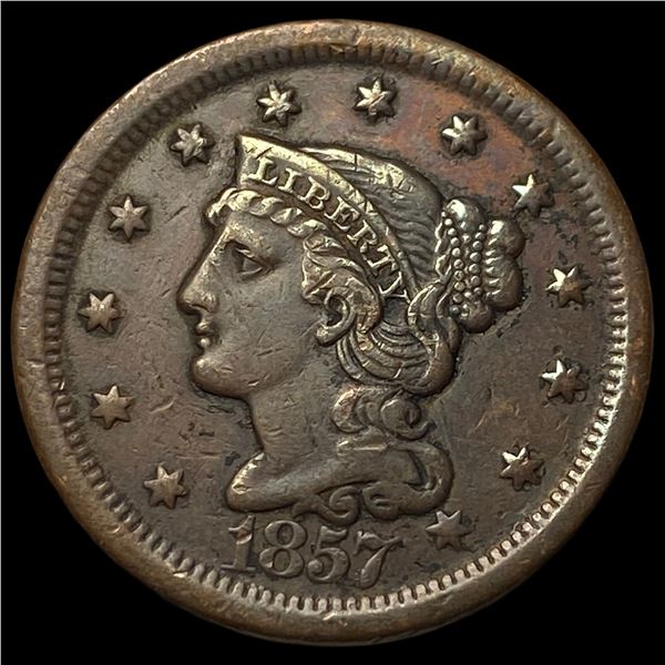 1857 Braided Hair Large Cent CLOSELY  UNCIRCULATED