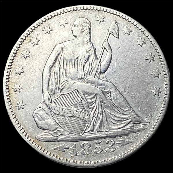1853 Arrows Seated Liberty Half Dollar CHOICE  AU