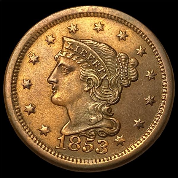 1853 Braided Hair Large Cent CHOICE BU