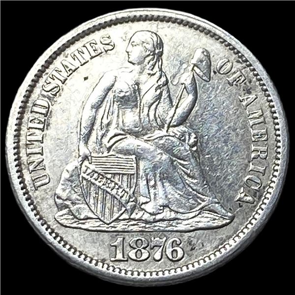 1876-CC Silver Seated Liberty Dime CHOICE AU