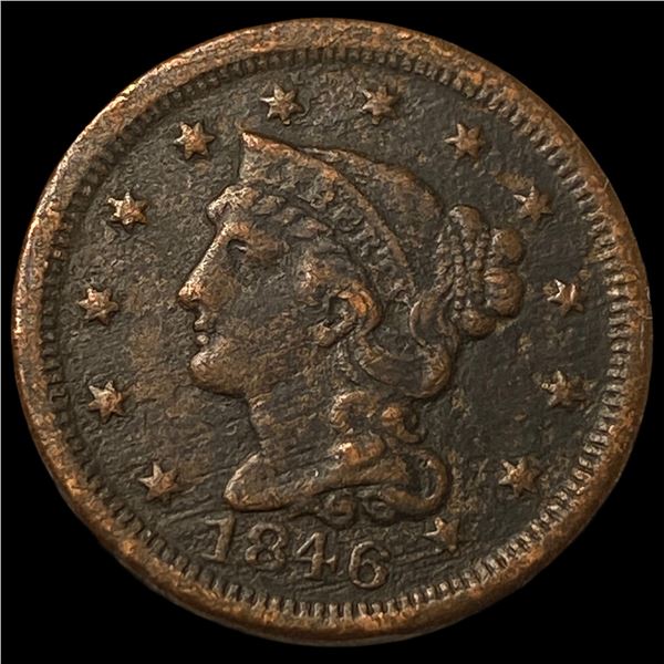 1846 Braided Hair Large Cent NEARLY  UNCIRCULATED