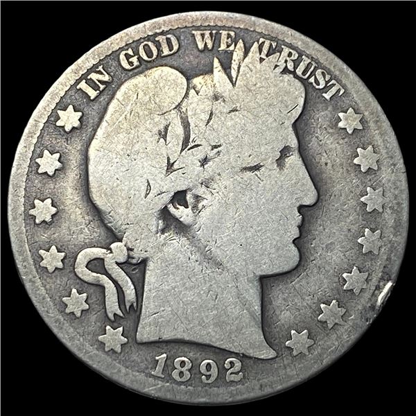 1892 Silver Barber Half Dollar LIGHTLY  CIRCULATED