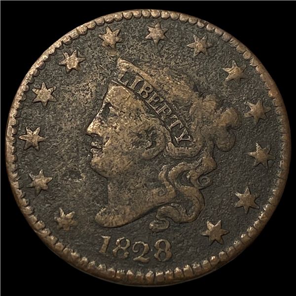 1828 Coronet Head Large Cent NEARLY  UNCIRCULATED
