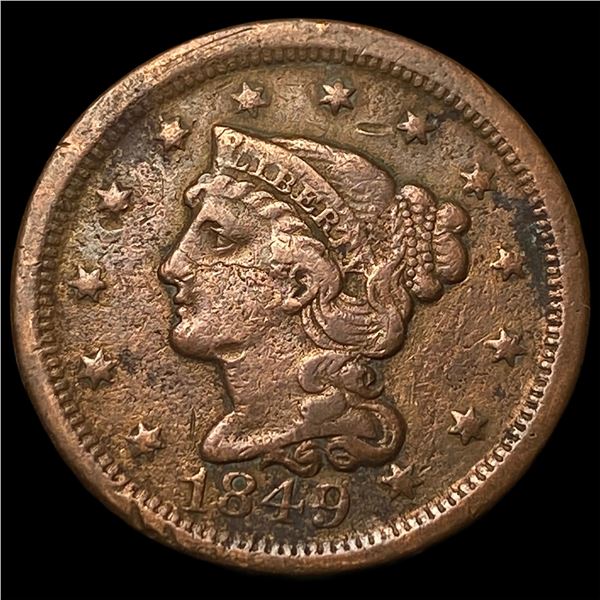 1849 Braided Hair Large Cent NEARLY  UNCIRCULATED