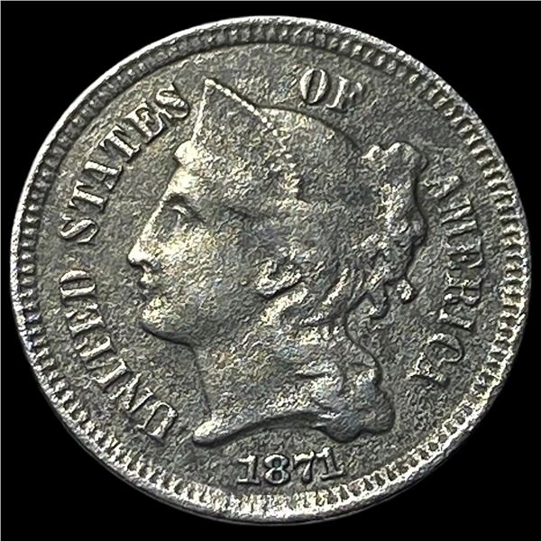 1871 Nickel Three-Cent Piece HIGH GRADE