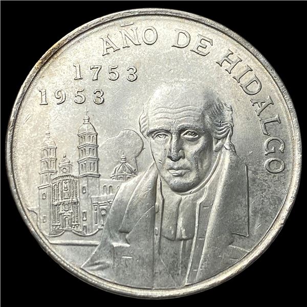 1953 Mexico Silver 5 Pesos CHOICE AU