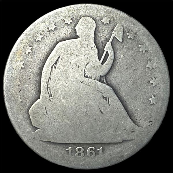 1861 Silver Seated Liberty Half Dollar NICELY CIRCULATED
