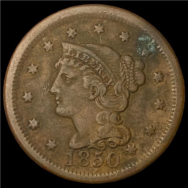 1850 Braided Hair Large Cent NEARLY UNCIRCULATED