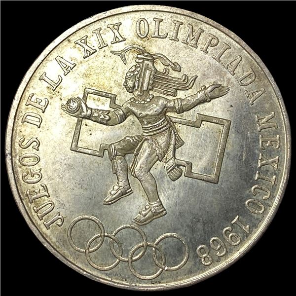 1968 Mexico Silver 25 Pesos Olympic Coin CHOICE AU