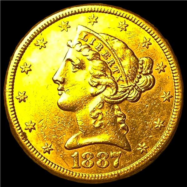 1887-S Gold $5 Liberty Half Eagle CHOICE AU