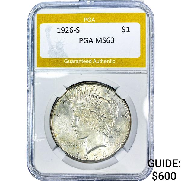 1926-S Silver Peace Dollar PGA MS63