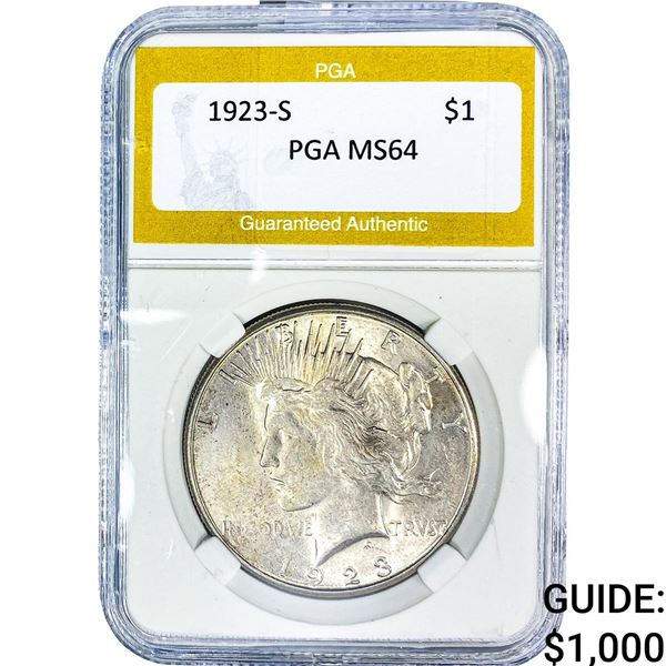 1923-S Silver Peace Dollar PGA MS64