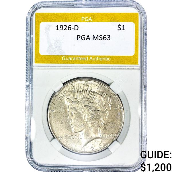 1926-D Silver Peace Dollar PGA MS63