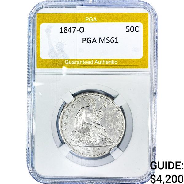 1847 Seated Liberty Half Dollar PGA MS61
