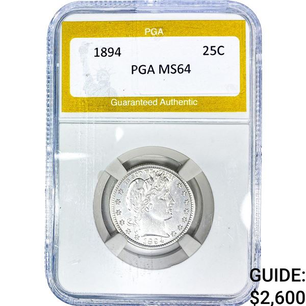 1894 Barber Quarter PGA MS64