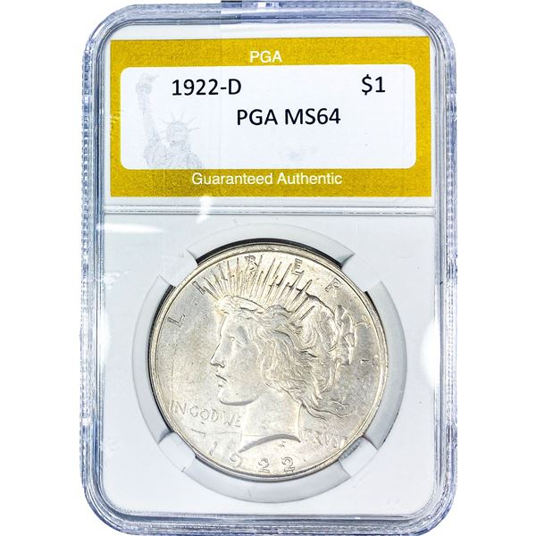 1922-D Silver Peace Dollar PGA MS64