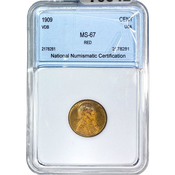 1909 VDB Wheat Cent NNC MS67 RD
