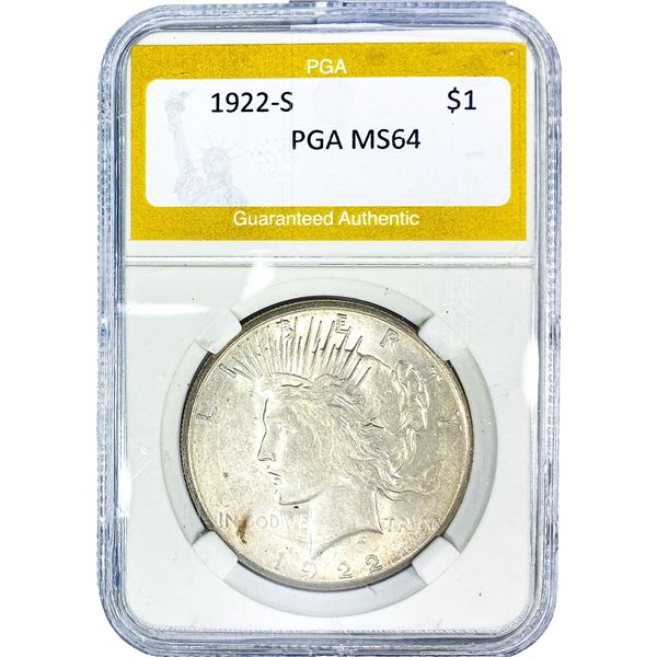 1922-S Silver Peace Dollar PGA MS64
