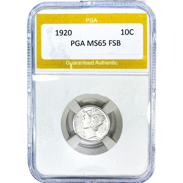 1920 Mercury Silver Dime PGA MS65 FSB