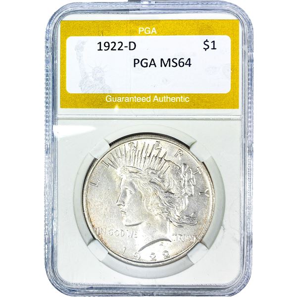 1922-D Silver Peace Dollar PGA MS64