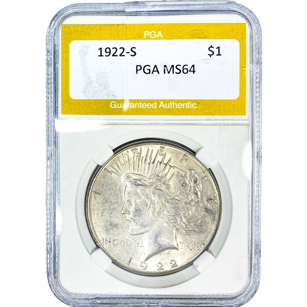 1922-S Silver Peace Dollar PGA MS64