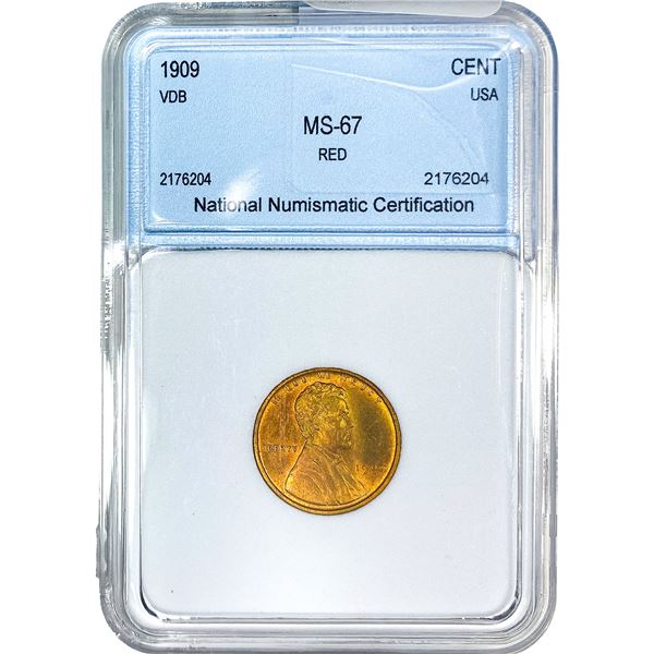 1909 VDB Wheat Cent NNC MS67 RD
