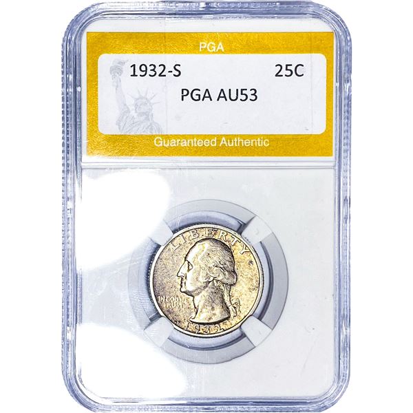 1932-S Washington Silver Quarter PGA AU53