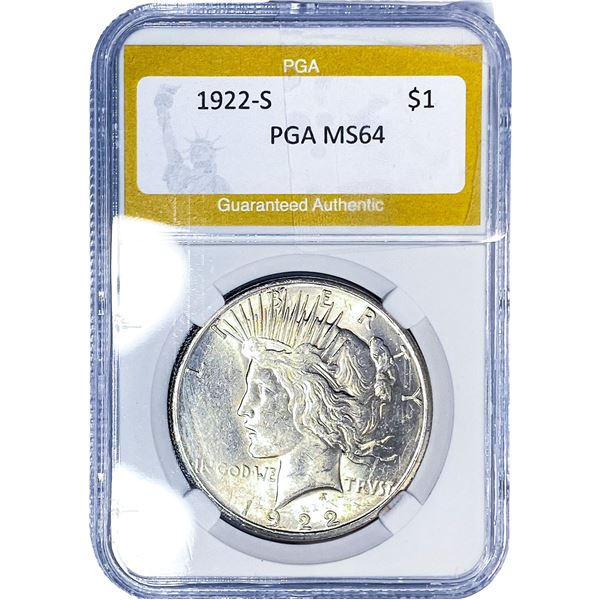 1922-S Silver Peace Dollar PGA MS64