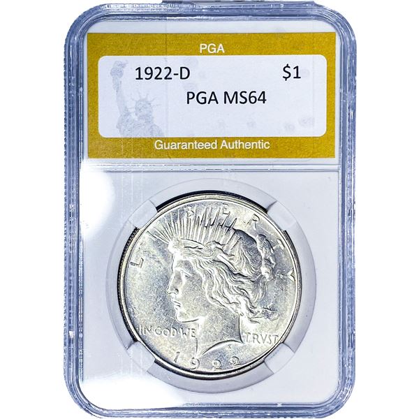 1922-D Silver Peace Dollar PGA MS64