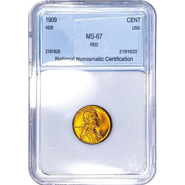 1909 VDB Wheat Cent NNC MS67 RD