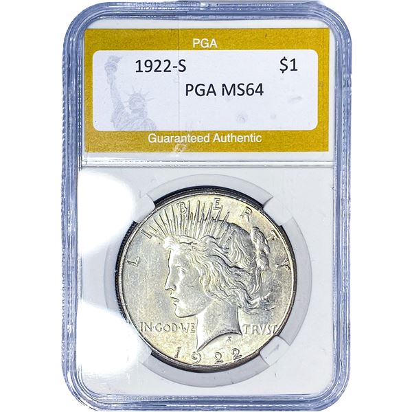 1922-S Silver Peace Dollar PGA MS64
