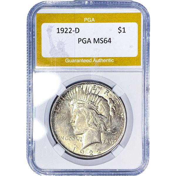 1922-D Silver Peace Dollar PGA MS64