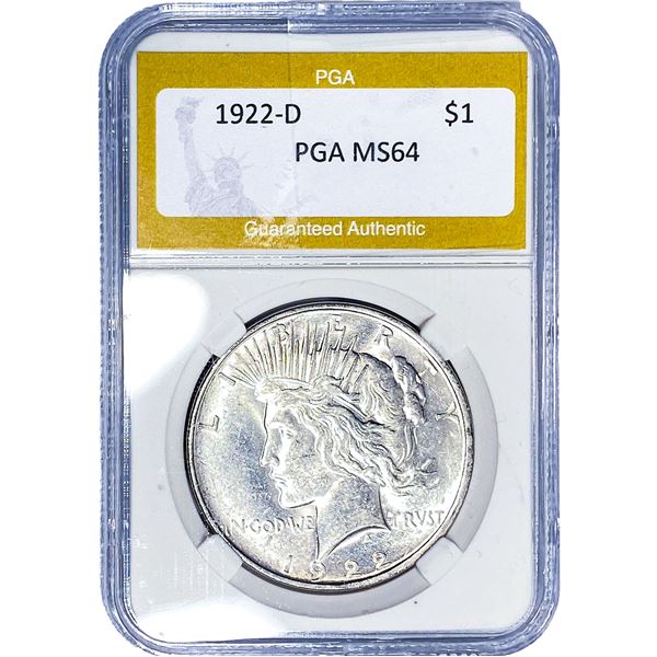 1922-D Silver Peace Dollar PGA MS64
