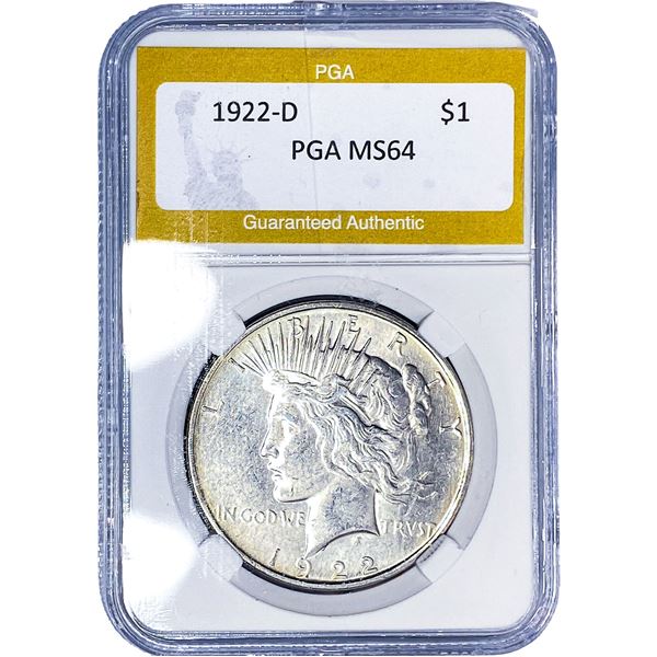 1922-D Silver Peace Dollar PGA MS64
