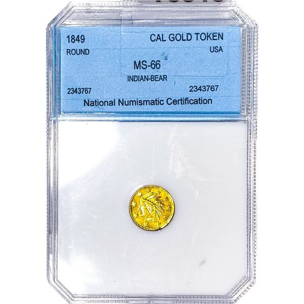 1849 Cal Gold Token Round Indian-Bear NNC MS66