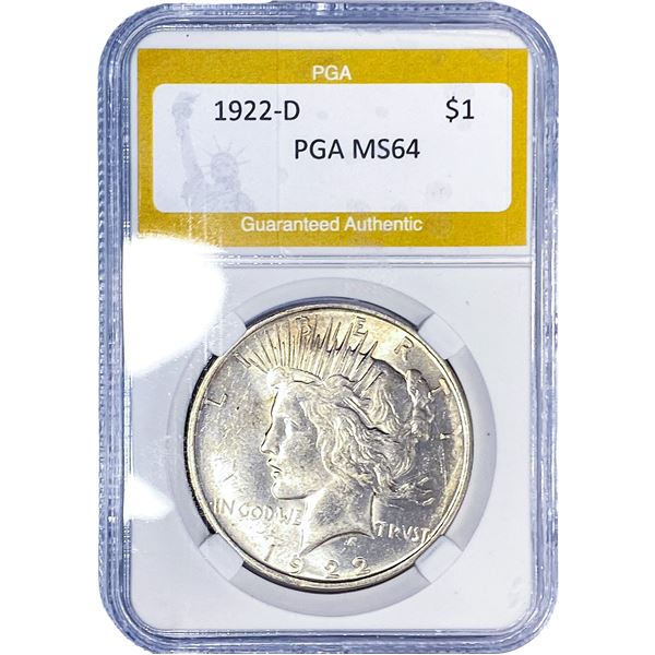 1922-D Silver Peace Dollar PGA MS64