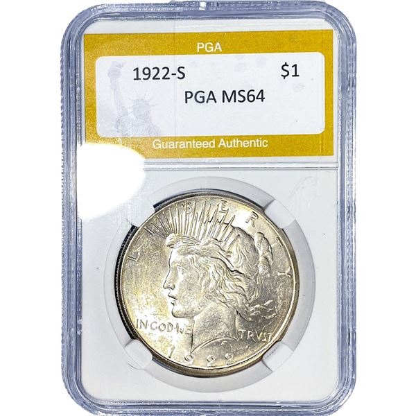 1922-S Silver Peace Dollar PGA MS64