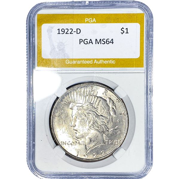 1922-D Silver Peace Dollar PGA MS64