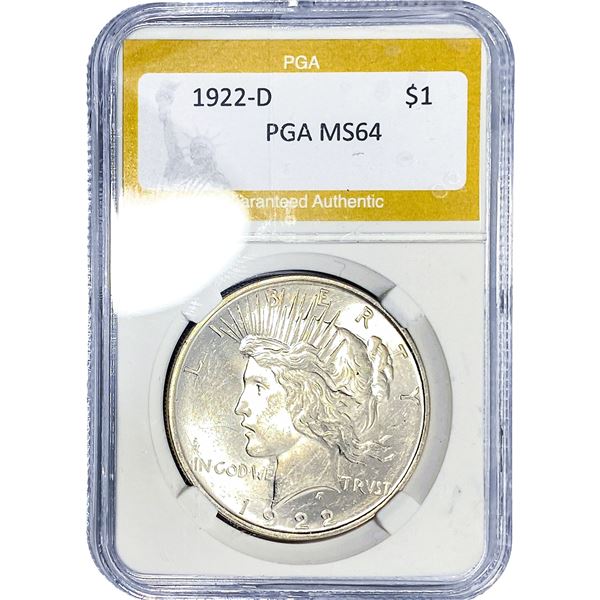 1922-D Silver Peace Dollar PGA MS64