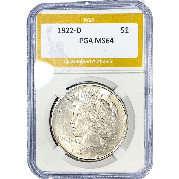 1922-D Silver Peace Dollar PGA MS64
