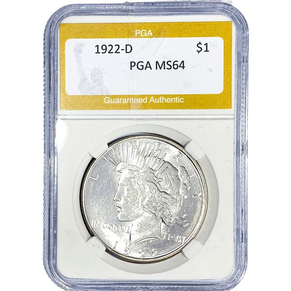 1922-D Silver Peace Dollar PGA MS64